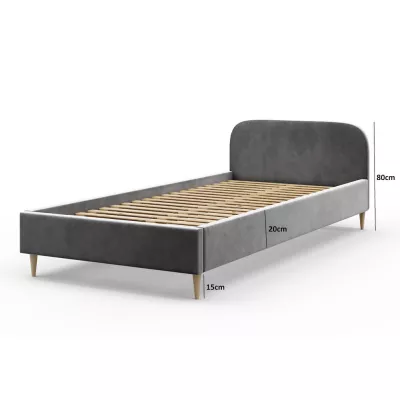 Čalouněná postel s úložným prostorem LETICIA 2 - 90x200, tmavě šedá
