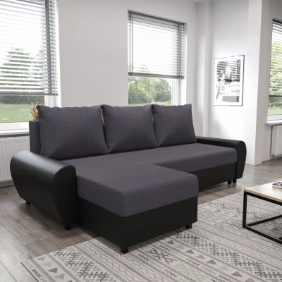 Rohová sedačka DEBORA - šedá / černá eko kůže