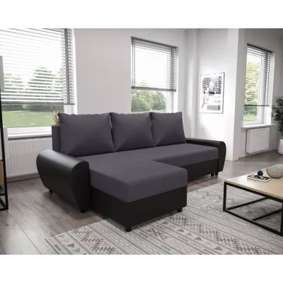 Rohová sedačka DEBORA - šedá / černá eko kůže