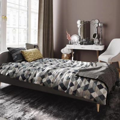 Čalouněná postel s úložným prostorem LETICIA - 90x200, šedá