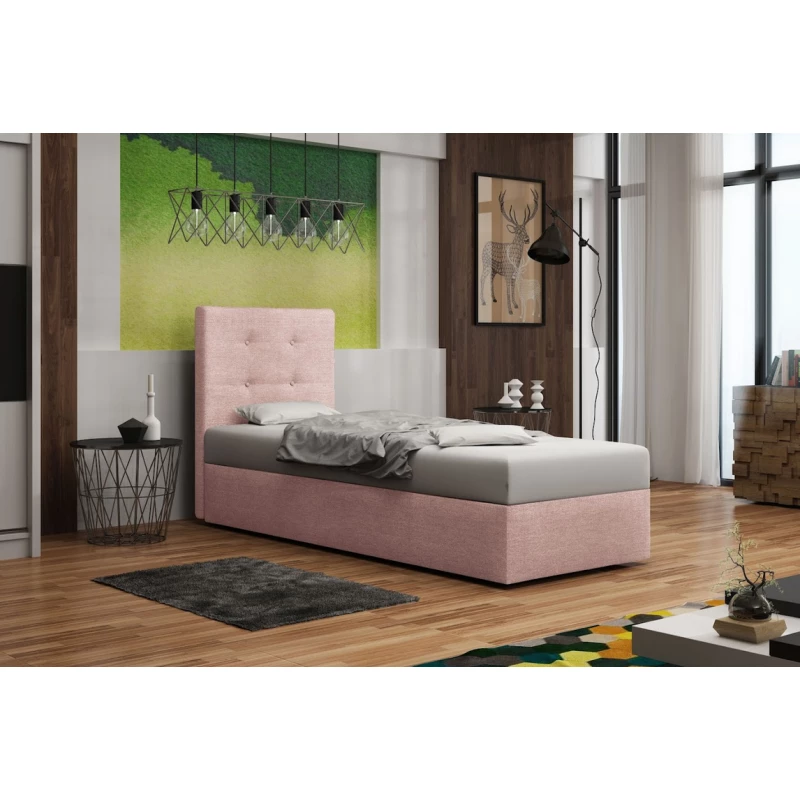Čalouněná postel s úložným prostorem DELILAH 1 - 80x200, pravá, růžová