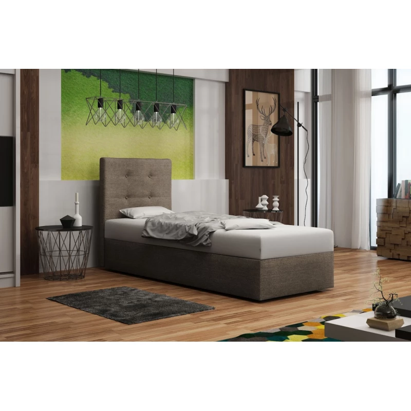 Čalouněná postel s úložným prostorem DELILAH 1 COMFORT - 90x200, pravá, světle hnědá