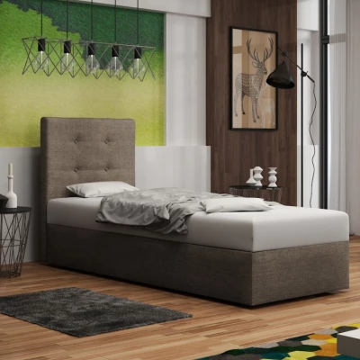 Čalouněná postel s úložným prostorem DELILAH 1 - 90x200, levá, světle hnědá