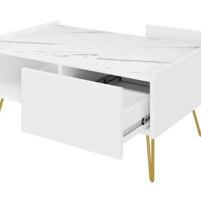 Konferenční stolek WING - bílý / mramor bianco