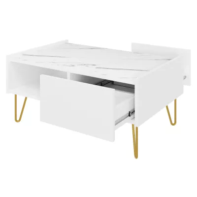 Konferenční stolek WING - bílý / mramor bianco