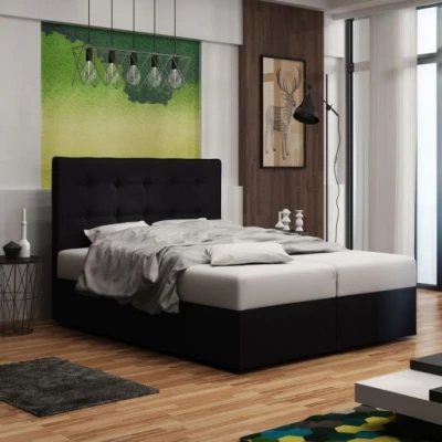 Čalouněná postel s úložným prostorem DELILAH 1 COMFORT - 140x200, černá