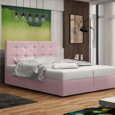Čalouněná postel s úložným prostorem DELILAH 1 COMFORT - 200x200, růžová