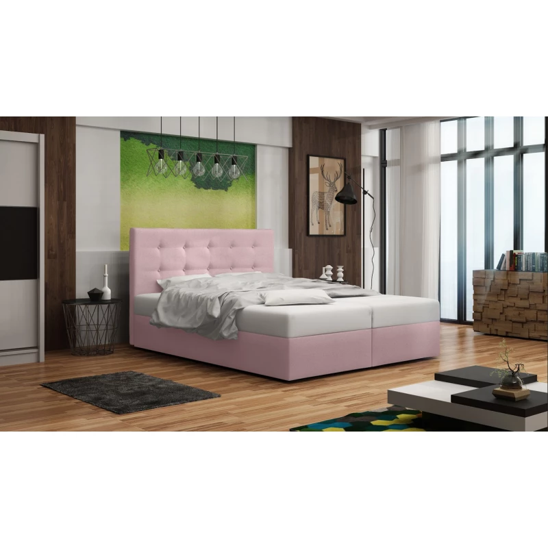 Čalouněná postel s úložným prostorem DELILAH 1 COMFORT - 200x200, růžová