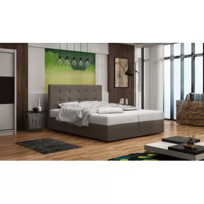 Čalouněná postel s úložným prostorem DELILAH 1 COMFORT - 200x200, světle hnědá