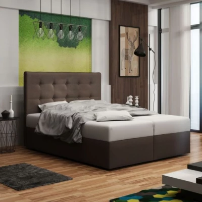 Čalouněná postel s úložným prostorem DELILAH 1 COMFORT - 200x200, hnědá