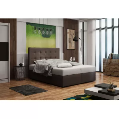Čalouněná postel s úložným prostorem DELILAH 1 COMFORT - 200x200, hnědá