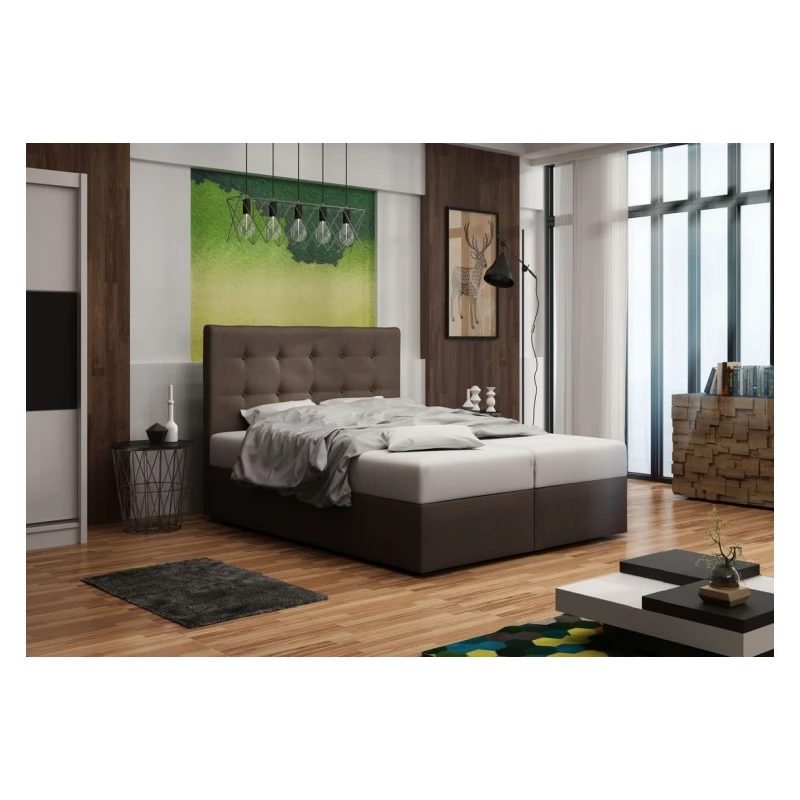 Čalouněná postel s úložným prostorem DELILAH 1 COMFORT - 180x200, hnědá