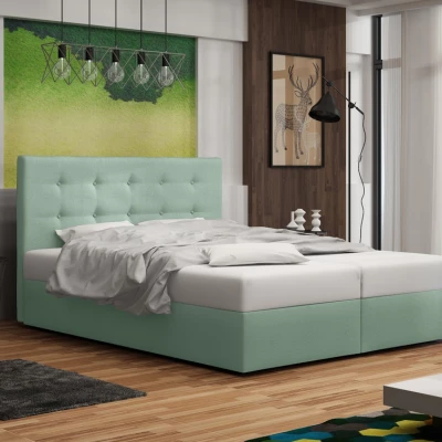 Čalouněná postel s úložným prostorem DELILAH 1 COMFORT - 180x200, světle zelená
