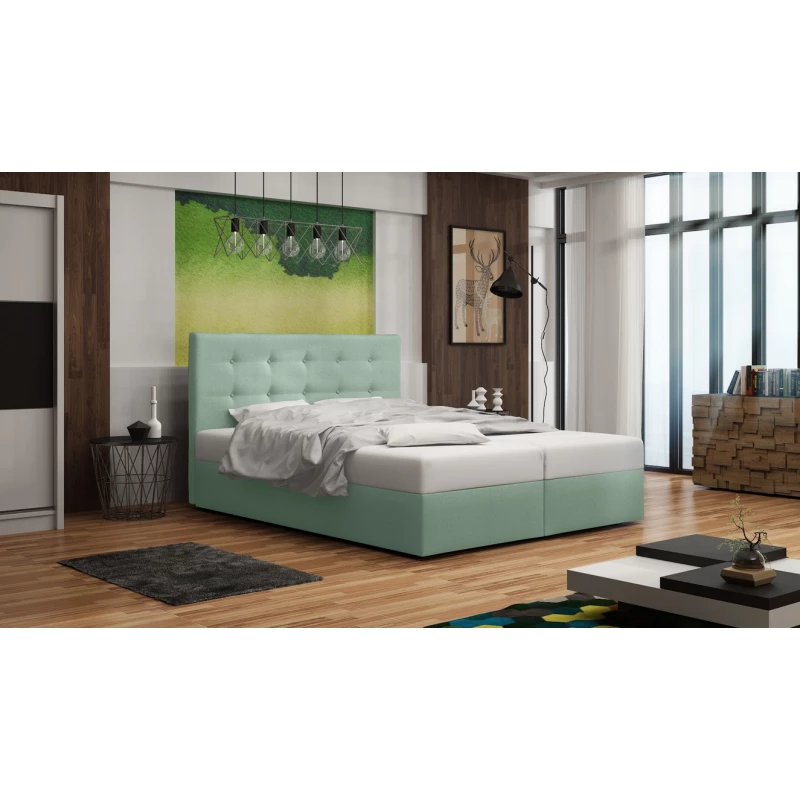 Čalouněná postel s úložným prostorem DELILAH 1 COMFORT - 120x200, světle zelená