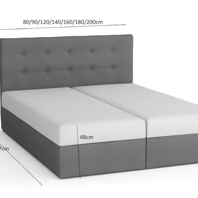 Čalouněná postel s úložným prostorem DELILAH 1 COMFORT - 180x200, šedá