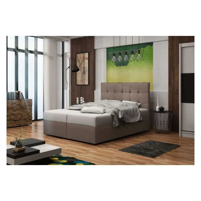 Čalouněná postel s úložným prostorem DELILAH 2 - 140x200, světle hnědá