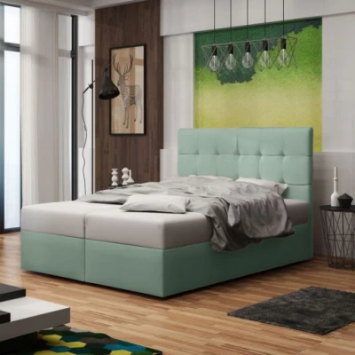 Čalouněná postel s úložným prostorem DELILAH 2 COMFORT - 180x200, světle zelená