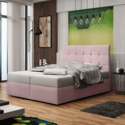 Čalouněná postel s úložným prostorem DELILAH 2 COMFORT - 200x200, růžová