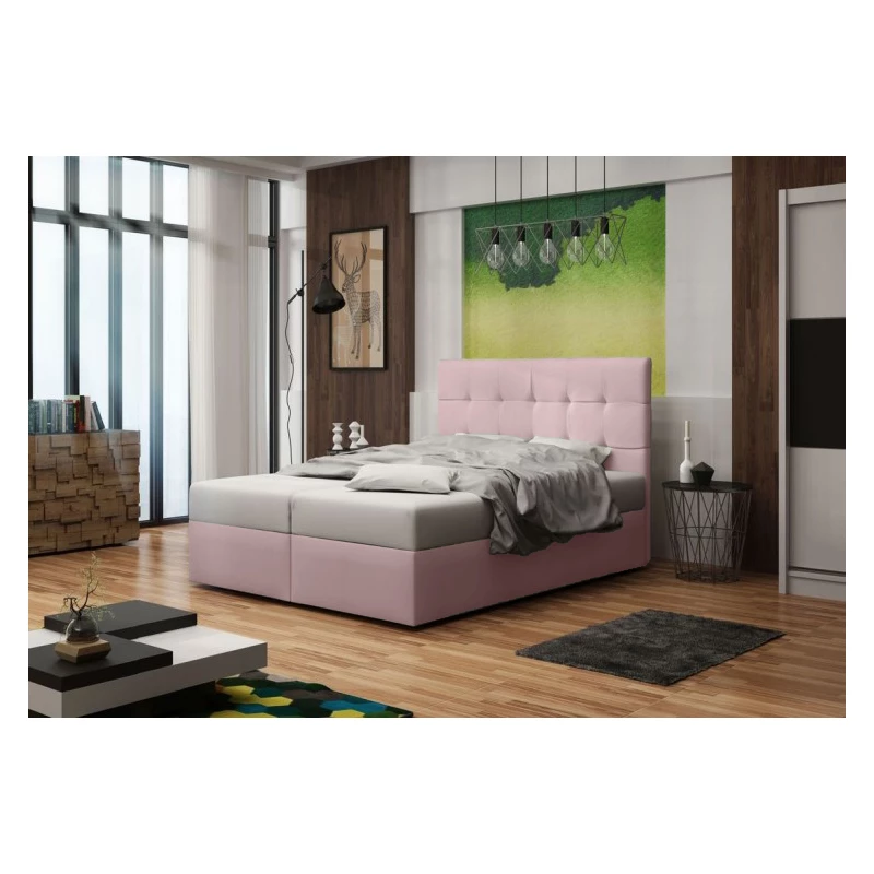 Čalouněná postel s úložným prostorem DELILAH 2 COMFORT - 200x200, růžová