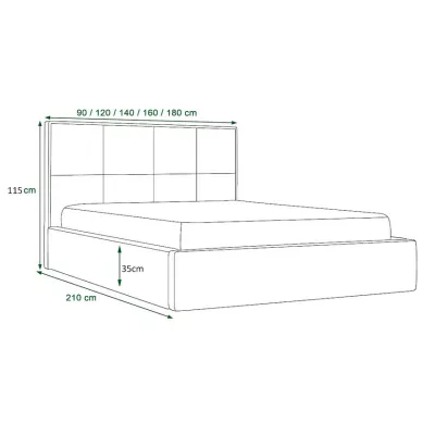 Manželská čalouněná postel NARINE - 180x200, šedá