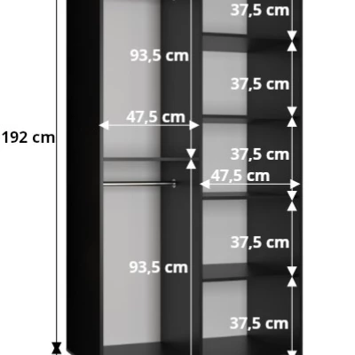 Šatní skříň SHAILA 1 - 100 cm, černá + mramor