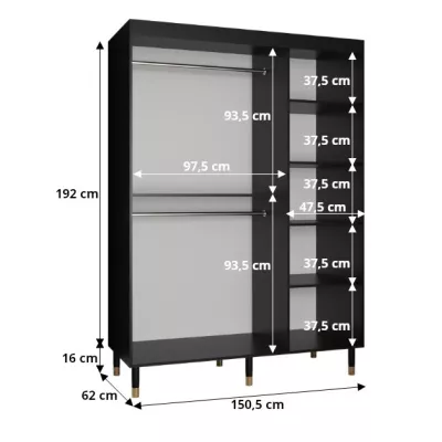 Šatní skříň SHAILA 2 - 150 cm, černá