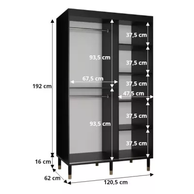 Šatní skříň SHAILA 3 - 120 cm, černá