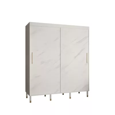 Šatní skříň SHAILA 4 - 180 cm, bílá + mramor