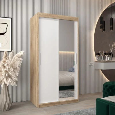 Skříň s posuvnými dveřmi v šířce 100 cm TIMEA 2 - dub sonoma / bílá