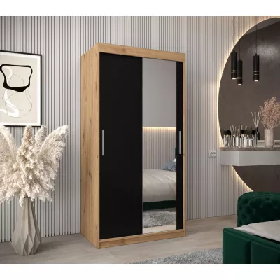 Skříň s posuvnými dveřmi v šířce 100 cm TIMEA 2 - dub artisan / černá