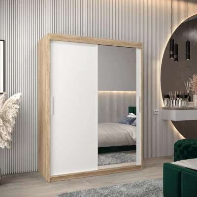 Skříň s posuvnými dveřmi v šířce 150 cm TIMEA 2 - dub sonoma / bílá