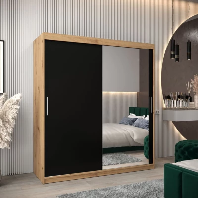 Skříň s posuvnými dveřmi v šířce 180 cm TIMEA 2 - dub artisan / černá