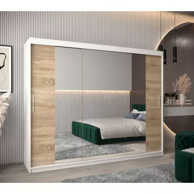 Skříň s posuvnými dveřmi v šířce 250 cm TIMEA 2 - bílá / dub sonoma