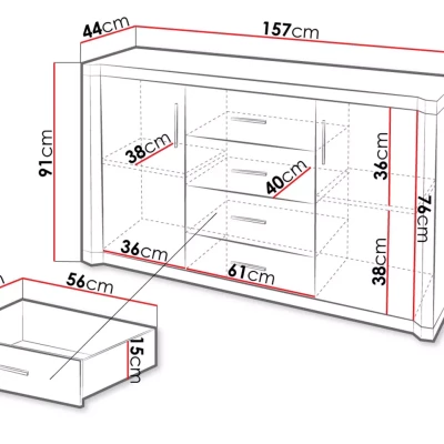 Prostorná komoda AIRA - dub sonoma