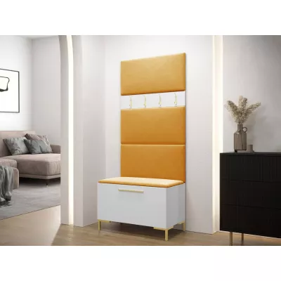 Nábytek do předsíně s čalouněnými panely ANDORA 3 - bílý / žlutý