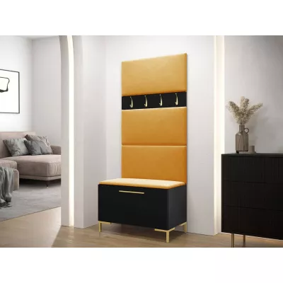 Nábytek do předsíně s čalouněnými panely ANDORA 3 - černý / žlutý