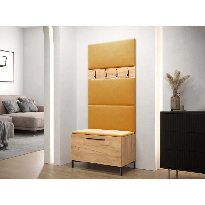 Nábytek do předsíně s čalouněnými panely ANDORA 3 - dub zlatý / žlutý