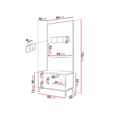 Nábytek do předsíně s čalouněnými panely ANDORA 3 - bílý / hnědý