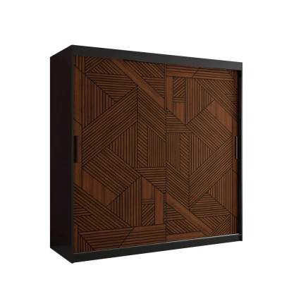 Skříň s posuvnými dveřmi MADELEIN 2 - šířka 180 cm, černá / ořech