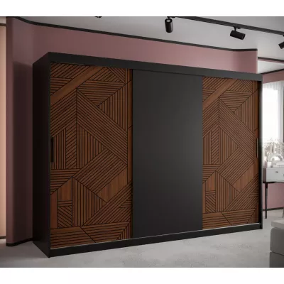 Skříň s posuvnými dveřmi MADELEIN 1 - šířka 250 cm, černá / ořech