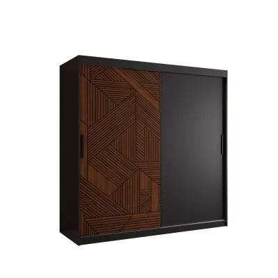 Skříň s posuvnými dveřmi MADELEIN 1 - šířka 180 cm, černá / ořech