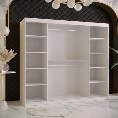 Šatní skříň se zrcadlem RADKIN 2 - šířka 200 cm, bílá / černá