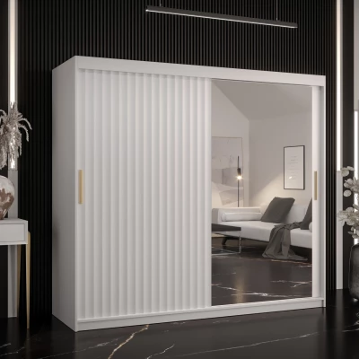 Šatní skříň se zrcadlem RADKIN 2 - šířka 200 cm, bílá