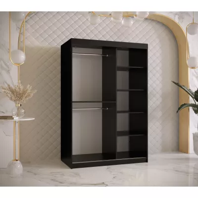 Šatní skříň se zrcadlem RADKIN 2 - šířka 120 cm, černá