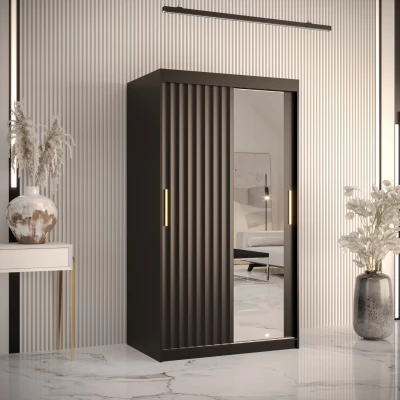 Šatní skříň se zrcadlem RADKIN 2 - šířka 100 cm, černá