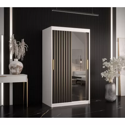 Šatní skříň se zrcadlem RADKIN 2 - šířka 100 cm, bílá / černá