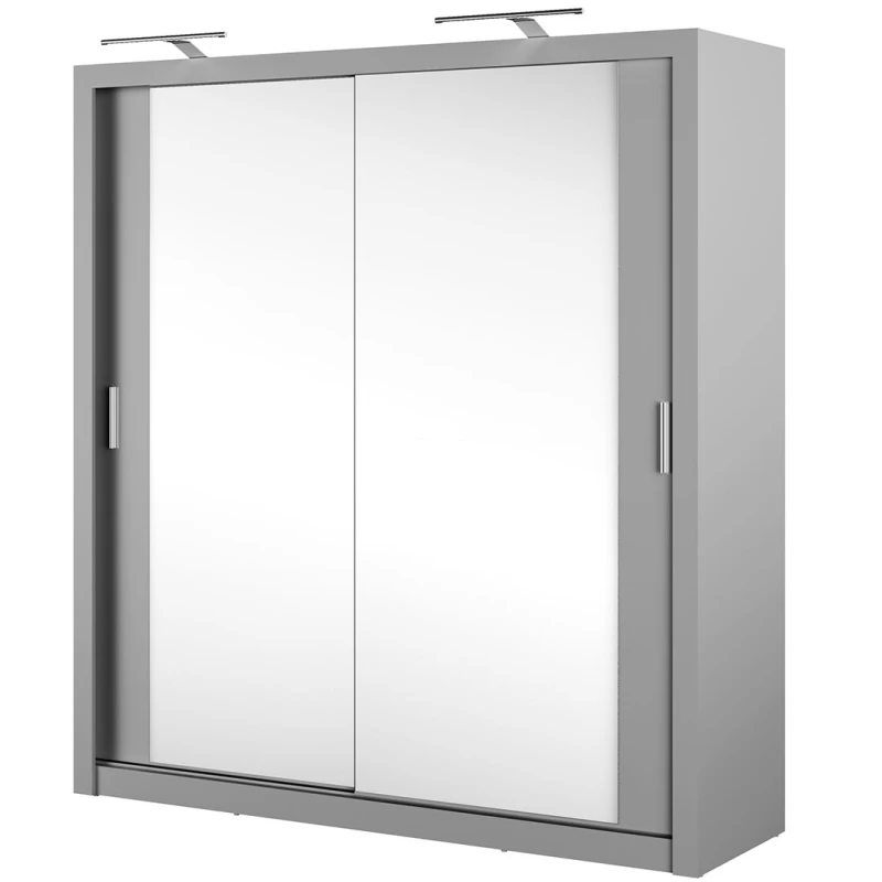 Zrcadlová šatní skříň 200 cm NALDO 7 - šedá