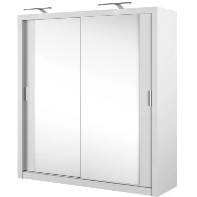 Zrcadlová šatní skříň 200 cm NALDO 7 - bílá