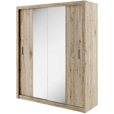 Zrcadlová šatní skříň 180 cm NALDO 4 - dub san remo