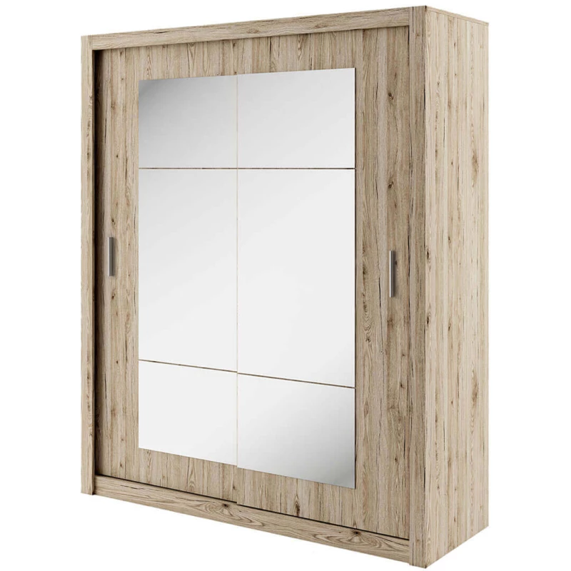 Zrcadlová šatní skříň 180 cm NALDO 3 - dub san remo